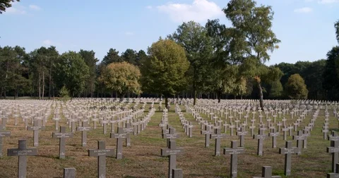 German war graves at war cemetery Ysselsteyn, Netherlands, 4K Stock Footage 95125250