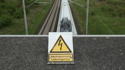 German warning sign - high voltage Video stock 10909616