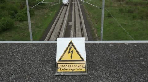 German warning sign High Voltage Видео 10909620