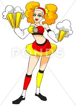 German woman with beer - soccer fan. Stock Illustration