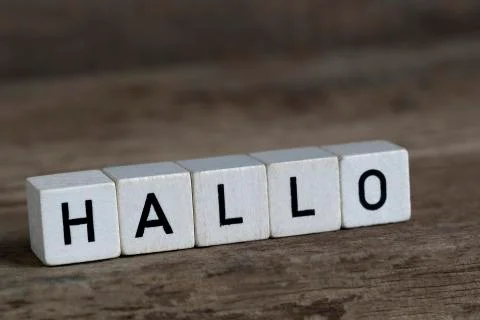 German word hello, written in cubes Stock Photos
