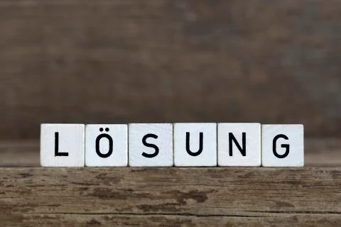 German word solution, written in cubes Stock Photos