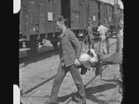 German Wounded Soldier Train Transport Stock Footage 80578659
