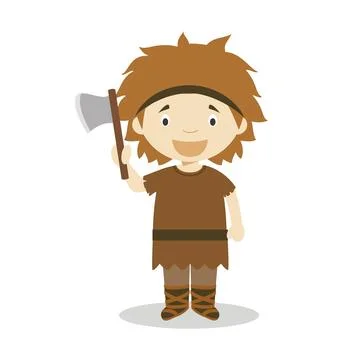 Germanic cartoon character. Vector Illustration. Kids History Collection. Illustrazione stock