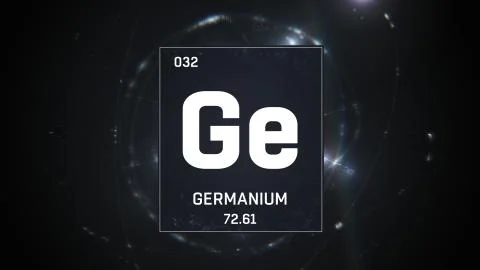 Germanium as Element 32 of the Periodic Table 3D illustration on silver Illustrazione stock