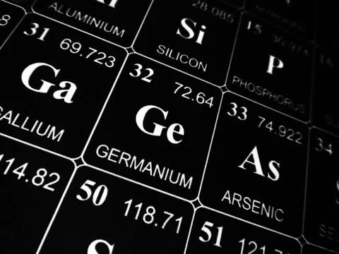 Germanium on the periodic table of the elements Fotos Stock