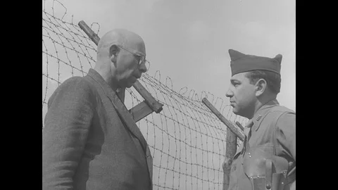 Germans interviewed in POW camp Stock Footage 103379132
