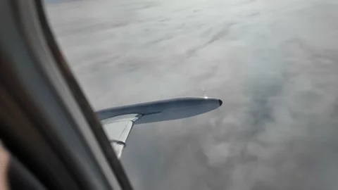 GERMANY - 10.6.2025 - View from inside a USAF C-21A Learjet as it takes off from Vídeo Stock 330949622