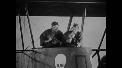 GERMANY - 1927 - In this silent comedy, a man hits a pilot with a wrench. They Video stock 325213908