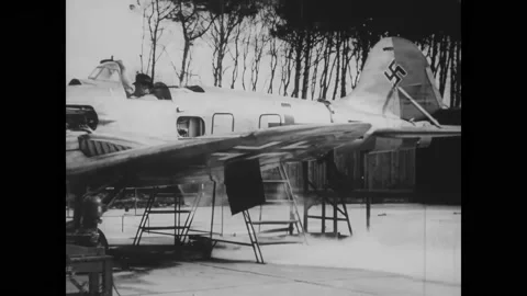 GERMANY - 1940s - A Luftwaffe plane is taken on a test flight from the Stock Footage 316410751