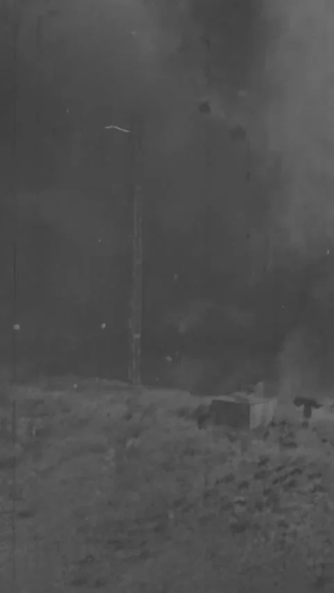 GERMANY - 1940s - Nazis test launch two V-2 rockets, and both crash and burst 動画素材 340321441