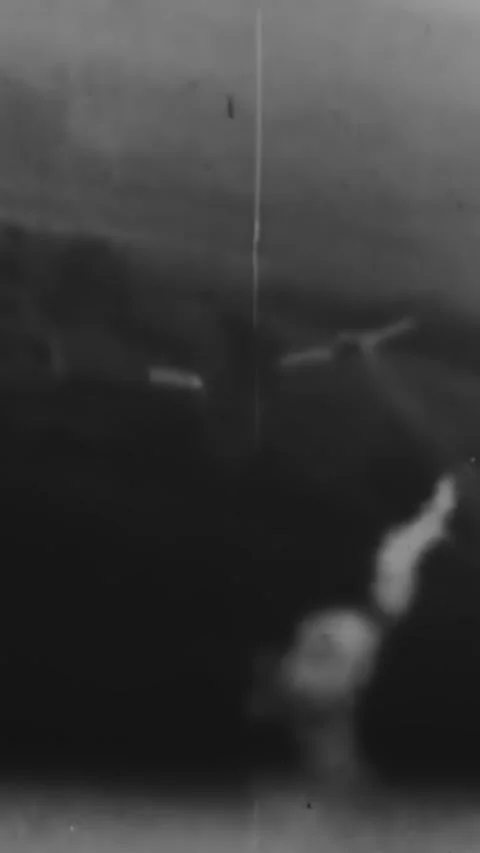 GERMANY - 1940s - RAF Spitfires shoot down Luftwaffe planes over Germany. Stock Footage 342255699