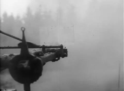 GERMANY - 1944: Ammunition loading - Large shells rest in gun feed tray 스톡 동영상 344486682
