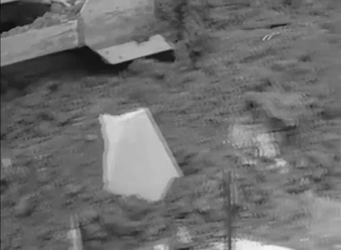 GERMANY - 1944: Siegfried Line dozer breach - Tank dozer buries a dragon's tooth Stock Footage 344493846