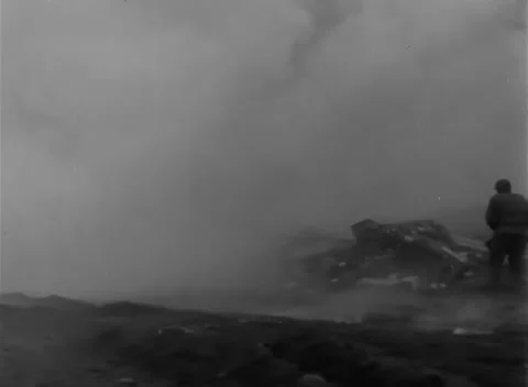 GERMANY - 1945: Battalion drill - 94th rocket team trains beside smoke target Stock Footage 344492676
