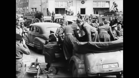 GERMANY - 1945 - General Blaskowitz and other German officers meet with General Stock Footage 279779957