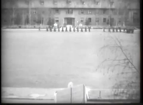 GERMANY - 1948: Army Day parade - Civilians Watch Army Day Troops Stock Footage 343850177