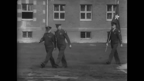 GERMANY - 1948 - General Haislip decorates US soldiers in Bremen during the Cold Stock Footage 296693778