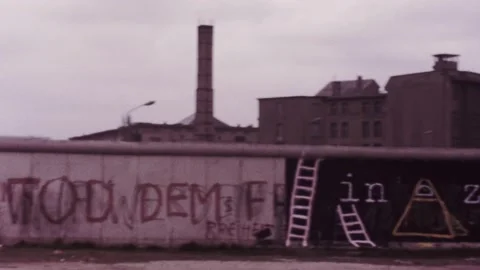 Germany 1980s, Wall with hand writing in Berlin Stock Footage 210893721