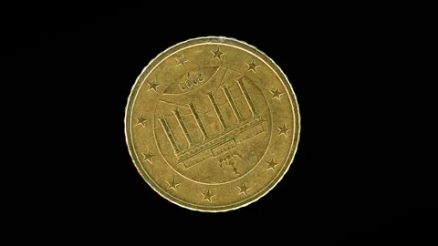Germany 2002 50 Cent Obverse Rotating Macro Loop Stock Footage 313139195