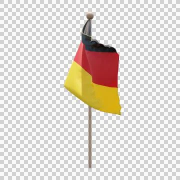 Germany 3d illustration flag on pole. Wood flagpole Stock Illustration