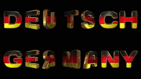 Germany - 3D inscription. Golden animated letters with a lively national emblem Stock Footage 165073785
