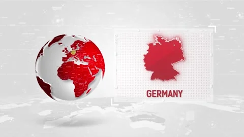 Germany 4K Tech Map Beside Globe On White Background. Stock Footage 340453881