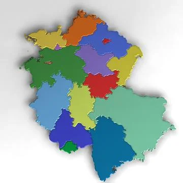 Germany Administrative Map 3D Model