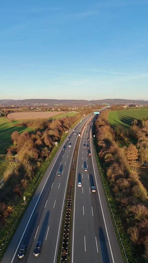 Germany Aerial View of Highway Through Rural Countryside Stockbeeldmateriaal 333179138