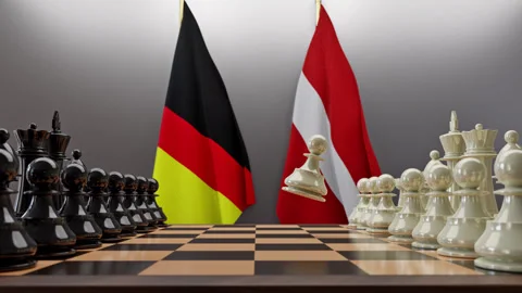 Germany And Austria Negotiation Chess Board Stock Footage 314786489