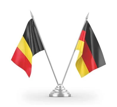 Germany and Belgium table flags isolated on white 3D rendering Stock Illustration