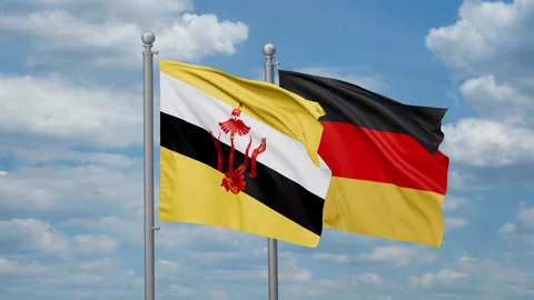 Germany and Brunei two flags Stock Footage 271310062