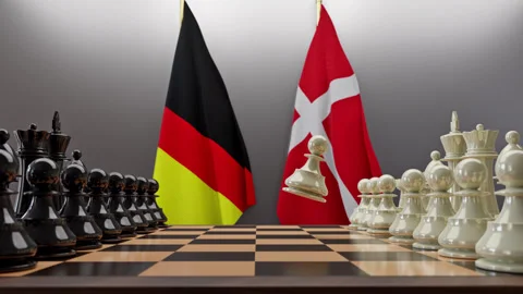 Germany And Denmark Negotiation Chess Board Stock Footage 314786826