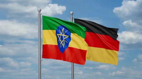 Germany and Ethiopia two flags Stock Footage 269317039