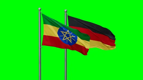 Germany and Ethiopia two flags Stock Footage 291522663