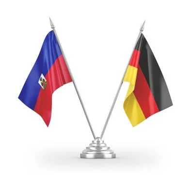 Germany and Haiti table flags isolated on white 3D rendering Stock Illustration