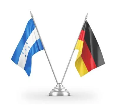 Germany and Honduras table flags isolated on white 3D rendering Stock Illustration