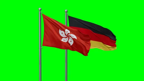 Germany and Hong Kong two flags Stock Footage 290088966
