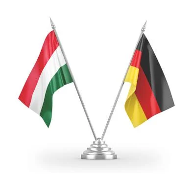 Germany and Hungary table flags isolated on white 3D rendering Stock Illustration