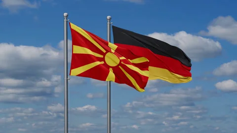 Germany and Macedonia two flags Stock Footage 287663134