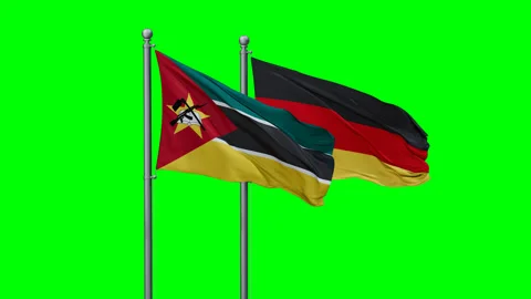 Germany and Mozambique two flags Stock Footage 293735637