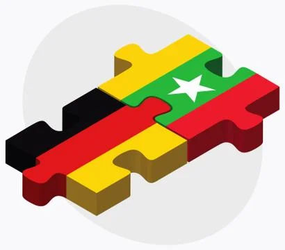 Germany and Myanmar Flags Stock Illustration