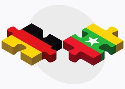 Germany and Myanmar Flags Stock Illustration
