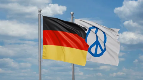 Germany and Peace two flags Stock Footage 267403783