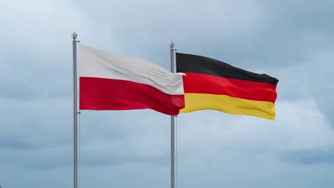 Germany and Poland flag Stock Footage 252429693
