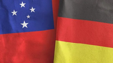 Germany and Samoa two flags textile cloth 3D rendering Stock Illustration