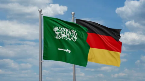 Germany and Saudi Arabia two flags Stock Footage 267755874