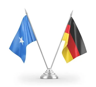 Germany and Somalia table flags isolated on white 3D rendering Stock Illustration