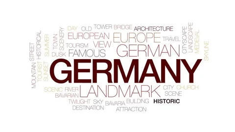 Germany animated word cloud, text design animation. Kinetic typography. Stock Footage 75496449