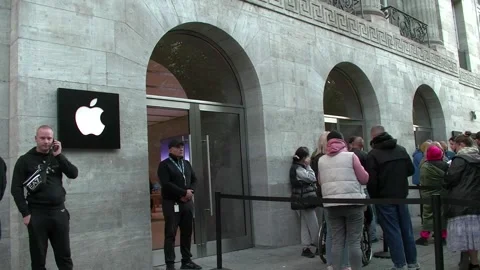 Germany: Apple Store in Berlin Sees Massive Lines for iPhone 16 Launch Stock Footage 285151242